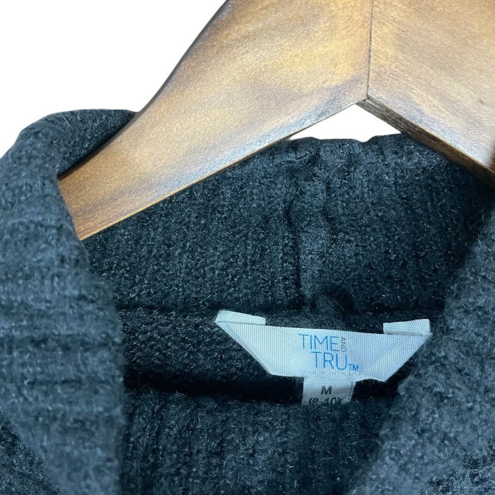 Time and Tru Black Cowl Neck Sweater with Textured Knit and Slim Fit - Picture 6 of 6